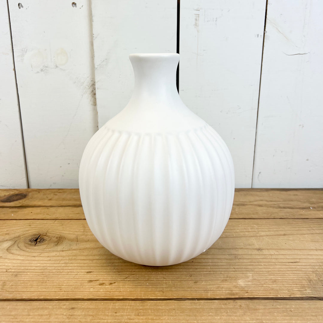 Ribbed White Vases