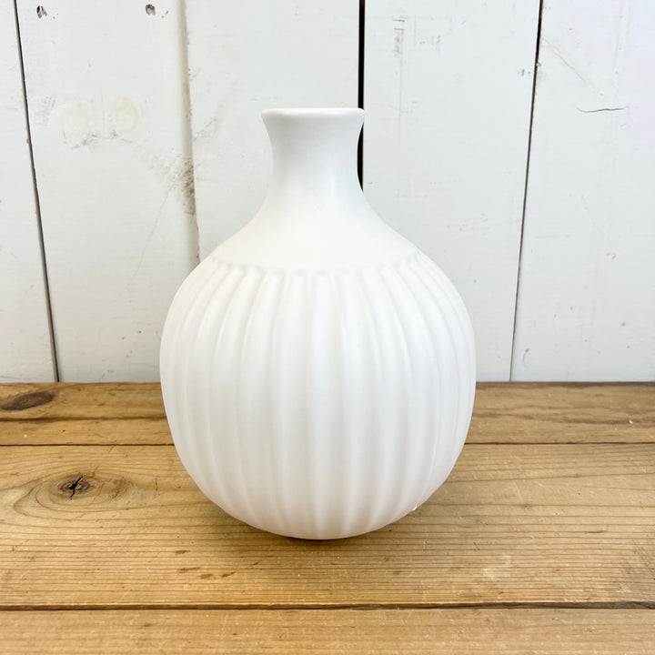 Ribbed White Vases