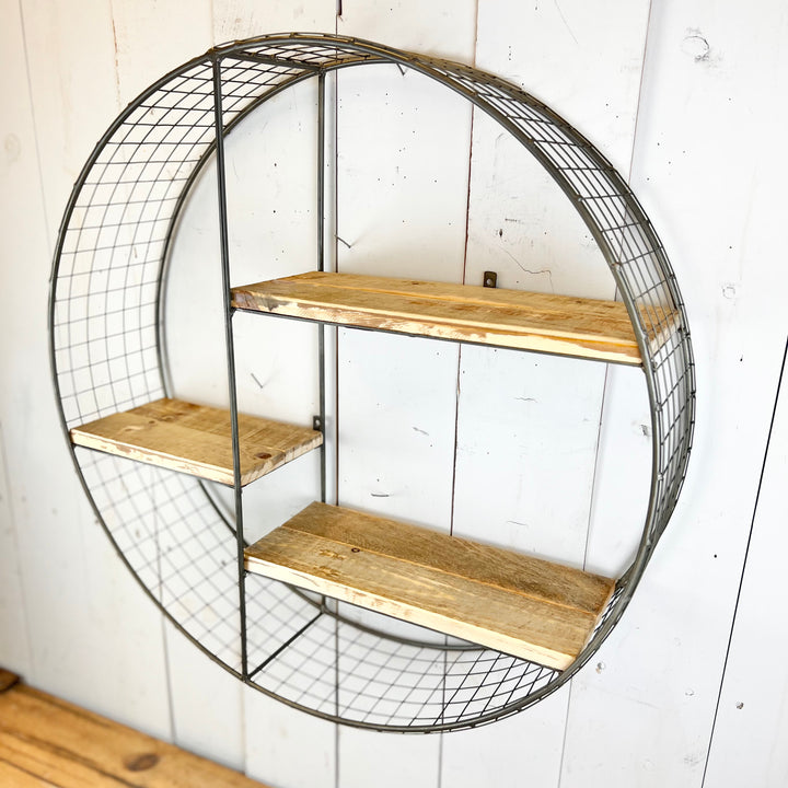 Round Metal and Wood Shelf