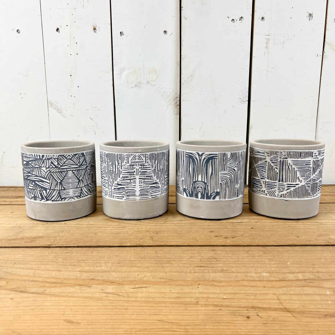 Cement Blue and White Pots