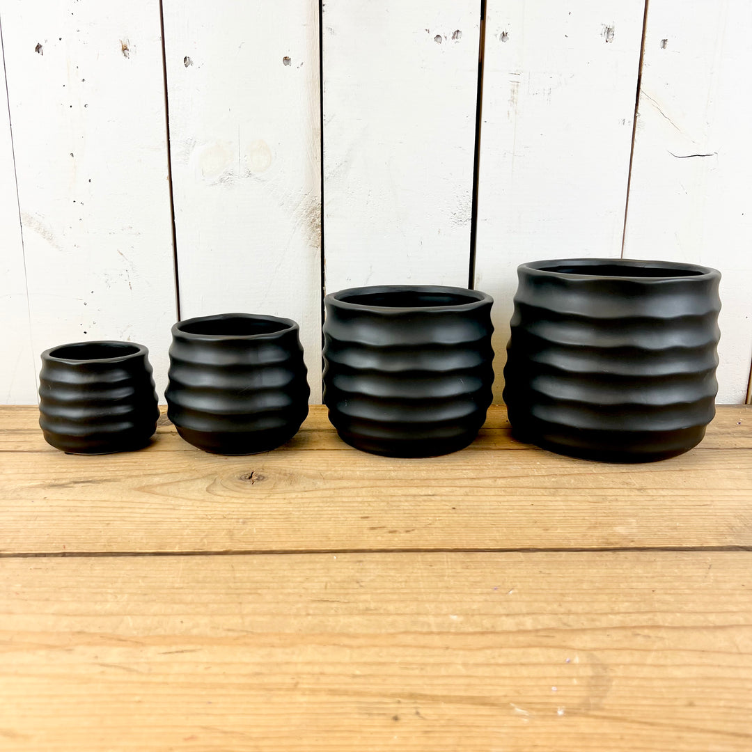 Designer Ribbed Pots Black Ribbed Pots – Prairie in Bloom