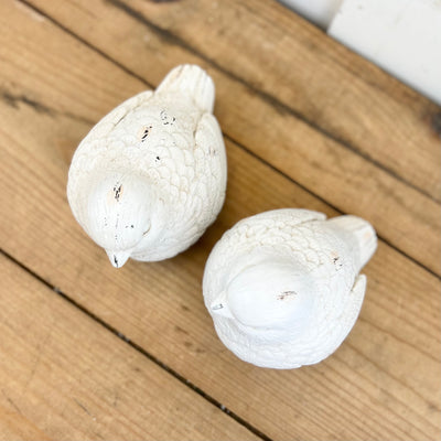Whitewashed Bird Figurines - Set of Two